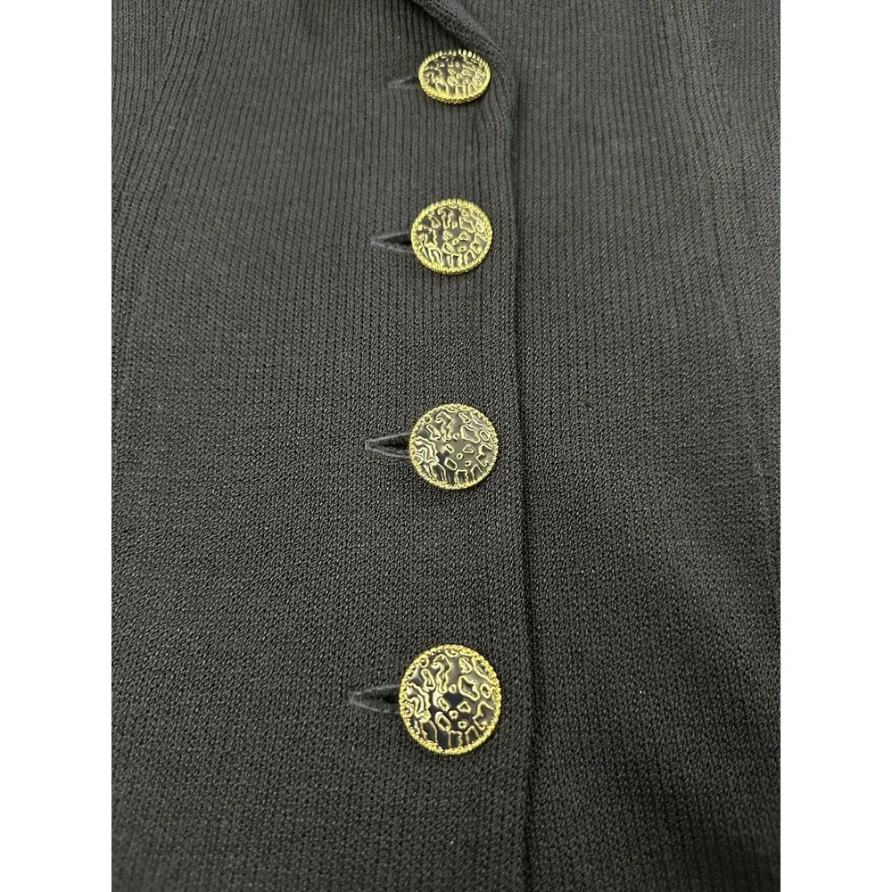 ST JOHN COLLECTION Classic Knit Sweater Blazer Size 0 Black Women Jacket Silk